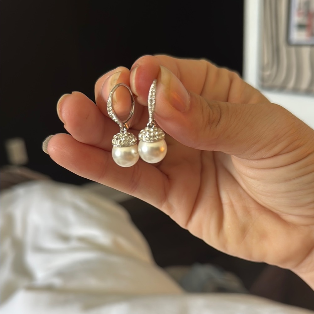 Elegant Silver Pearl Drop Earrings